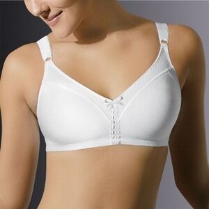 NWT Bali 42DD Cotton Double Support Wirefree Bra 3036 White 100566